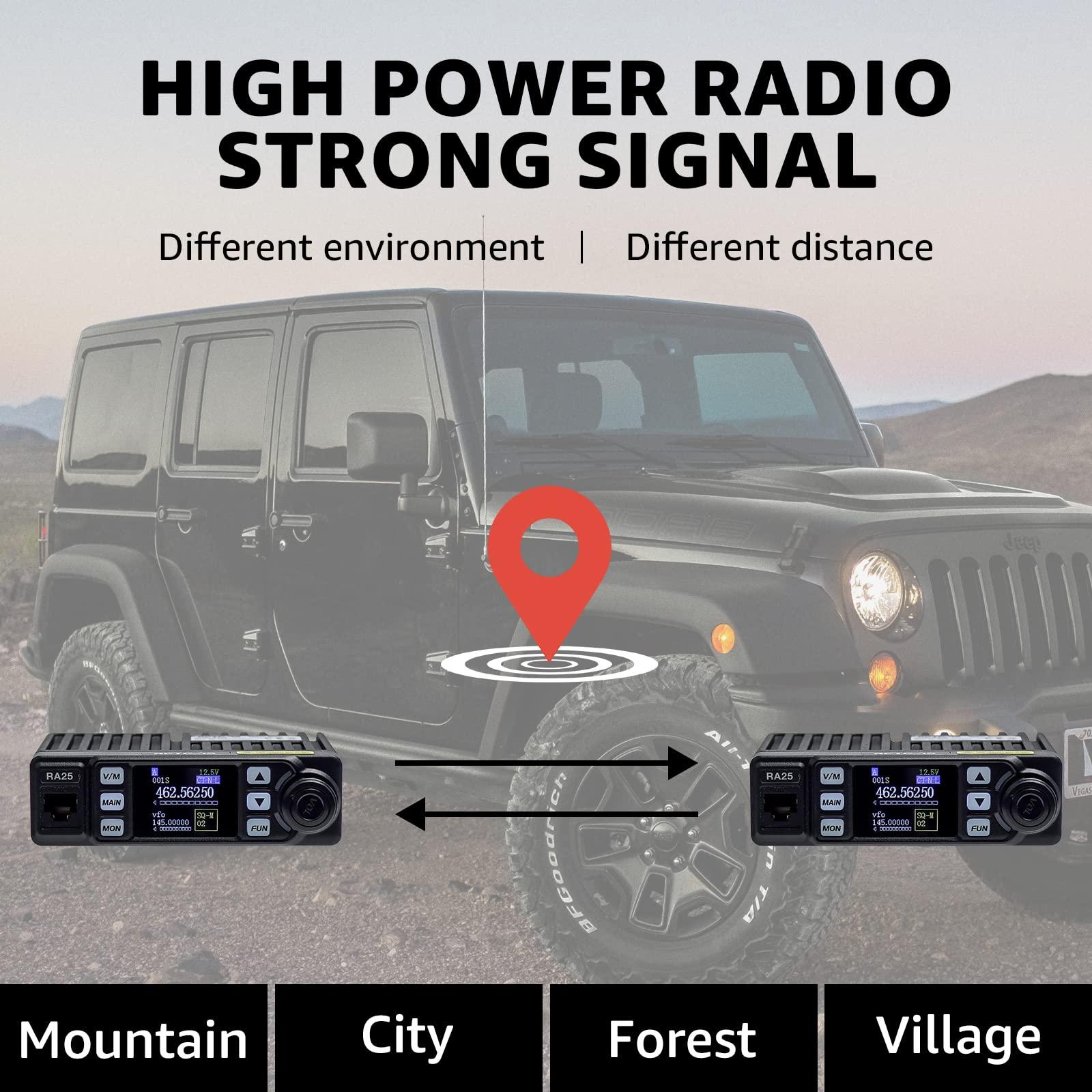 Retevis Retevis GMRS Radio Communication Solutions, RA25 GMRS Mobile Car Radio Mini Mobile Transceiver with 8 Base Station for Farm (1 Pack) with Dual Band Mobile Radio Antenna, 2m/70cm Radio Antenna(1 Pack)