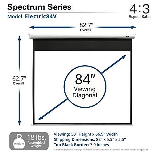 Elite Screens Elite Screens Spectrum Electric Motorized Projector Screen with Multi Aspect Ratio Function Max Size 84-inch Diag 4:3 + 77-inch Diag 16:9, Home Theater 8K/4K Ultra HD Ready Projection, ELECTRIC84V