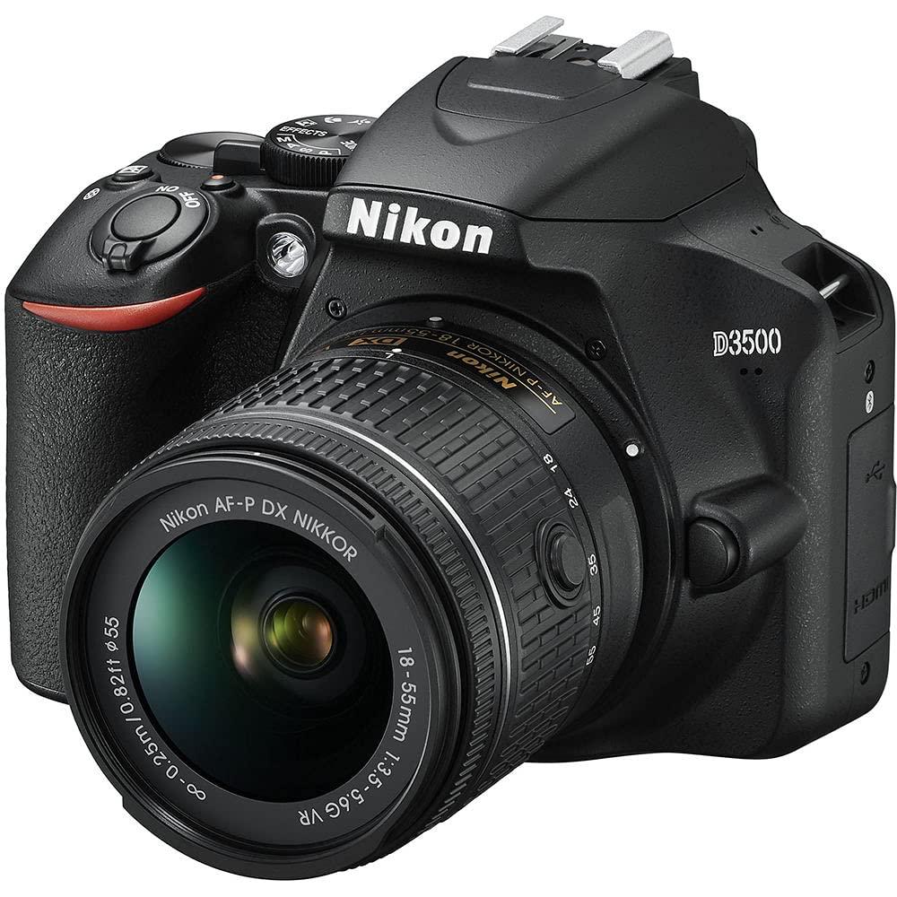 Nikon Nikon D3500 DSLR Camera with 18-55mm Lens (1590) + 64GB Card + 2 x EN-EL14a Battery + Corel Photo Software + Case + 3 Piece Filter Kit + Telephoto Lens + Color Filter Kit + More (Renewed)