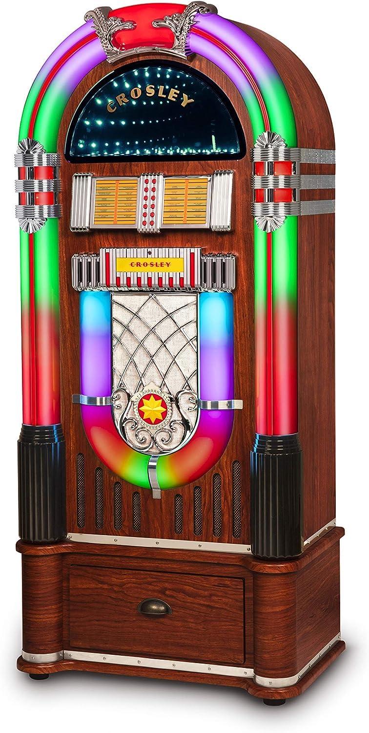 Crosley Crosley CR1215A-WA Jukebox, Includes AM/FM Radio & Bluetooth Receiver & CD Player with ST15-WA Stand Included - Walnut