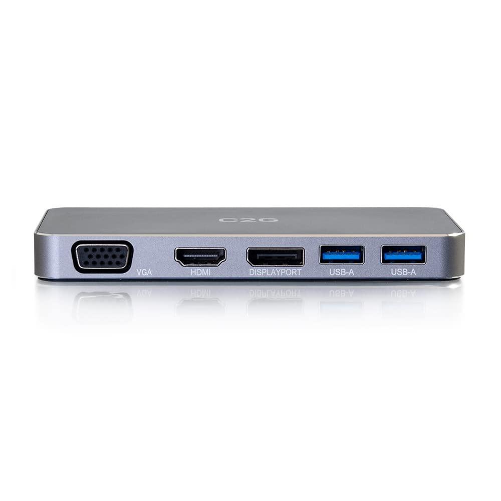 C2G C2G USB-C 7-in-1 Dual Display MST Docking Station with HDMI, DisplayPort, VGA and Power Delivery up to 100W - 4K 30Hz