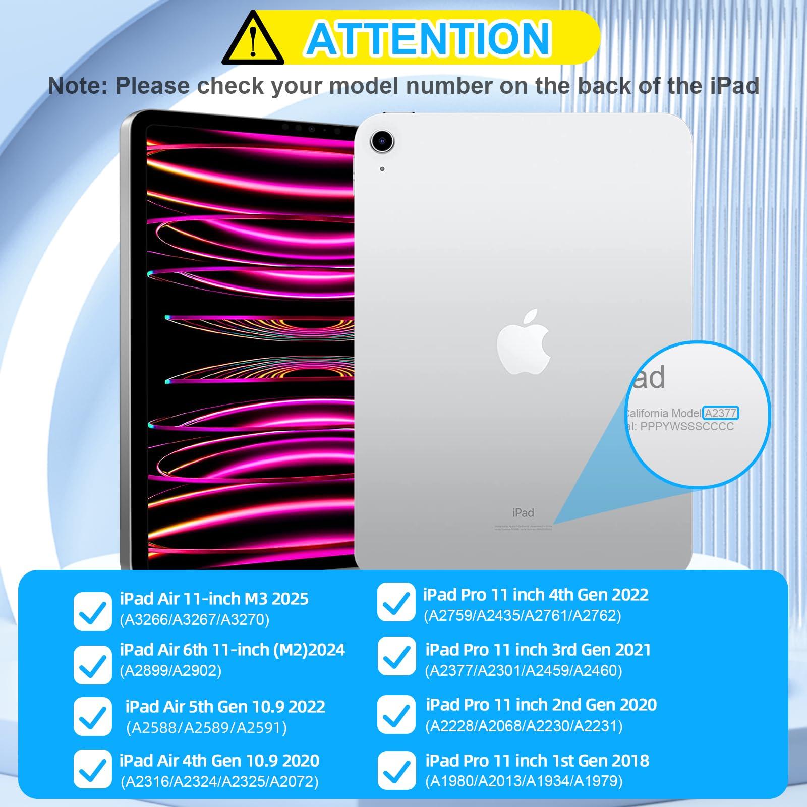 GOOJODOQ GOOJODOQ Magnetic Keyboard for iPad Air 11-inch (M2) 2024 & iPad Pro 11 inch (4th/3rd/2nd/1st) Gen 2022,iPad Air 5th/4th Gen 10.9\",Click-Anywhere Trackpad with 7 Color Backlit Floating Keyboard-Purple