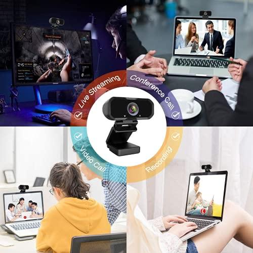 Svcouok Webcam 1080p HD Computer Camera - Microphone Laptop USB PC Webcam with Privacy Shutter and Tripod Stand, 110 Degree Live Streaming Widescreen Recording Pro Video Web Camera for Calling, Conferencing
