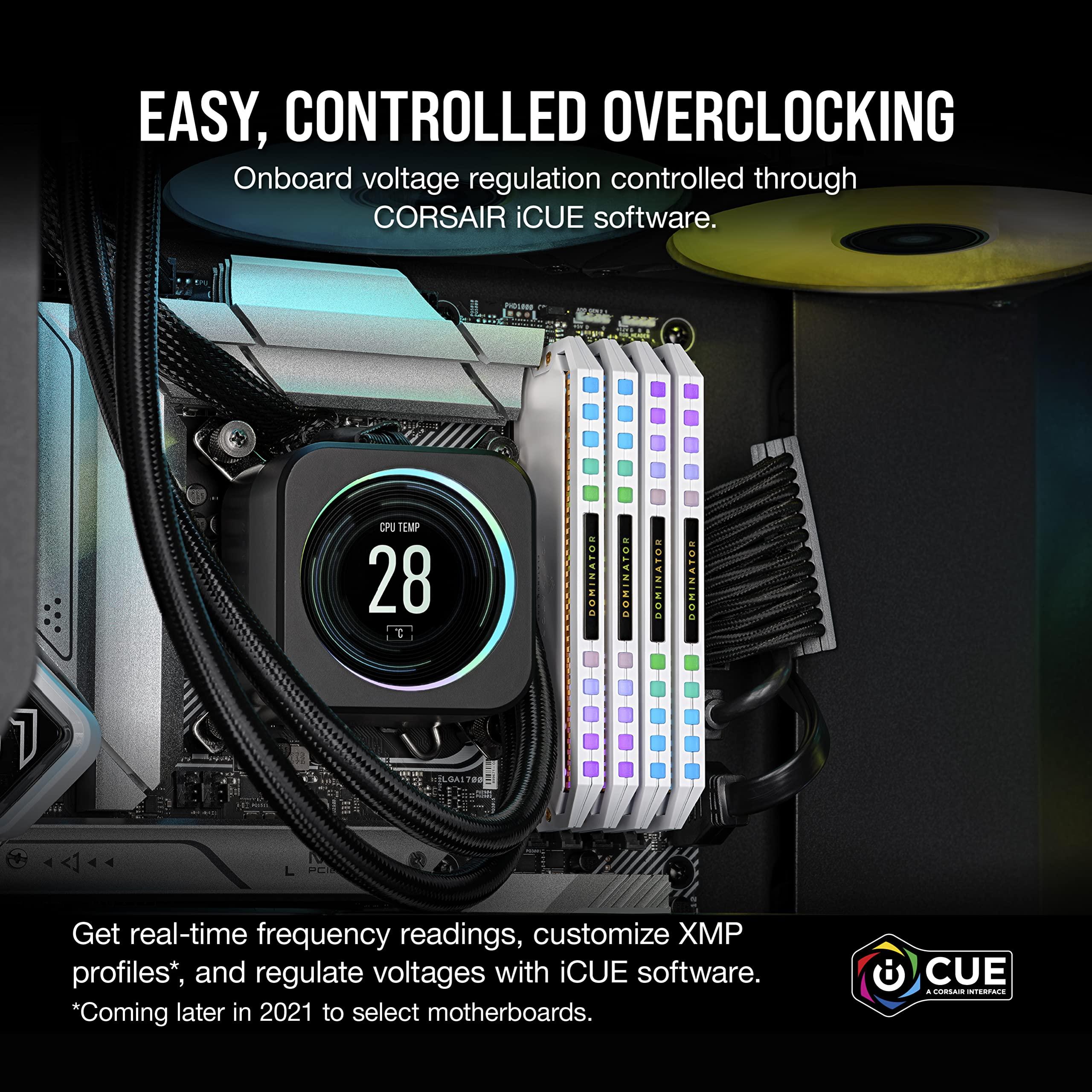 Corsair CORSAIR DOMINATOR PLATINUM RGB DDR5 RAM 32GB (2x16GB) 6200MHz CL36 Intel XMP iCUE Compatible Computer Memory - White (CMT32GX5M2X6200C36W)