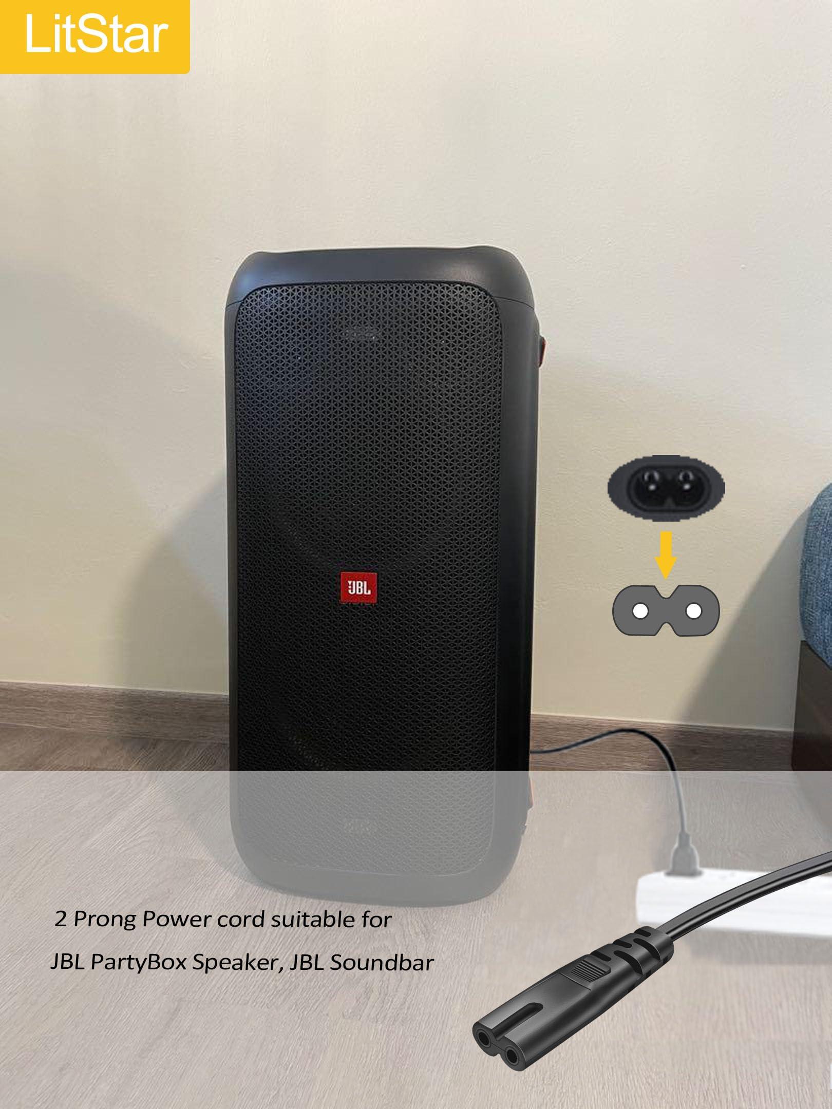 LitStar AC Power Cord for JBL PartyBox 310 110 300 710 100 200 1000 On-The-Go Speaker JBL Soundbar 2.1 3.1 5.1 9.1 Replacement 2 Prong Charger (10 Feet)