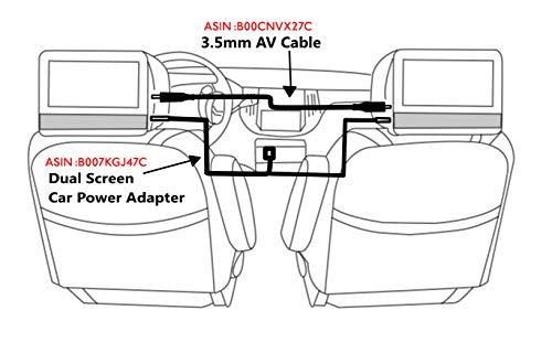 EDO Tech Supply EDO Tech 11' Car Charger Adapter Power Cord for Philips 7 9 10 inches Dual Screen Headrest Portable DVD Player Pet9402/37 Pet708/37 Pd7012/37 Pd9012/37 Pd9016/37 pd700/37