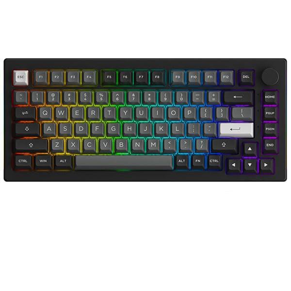 Akko Akko 5075B Plus Mechanical Keyboard 75% Percent RGB Hot-swappable Keyboard with Knob, Black & Silver Theme with PBT Double Shot ASA Profile Keycaps V3 Creamy Yellow Pro Switch