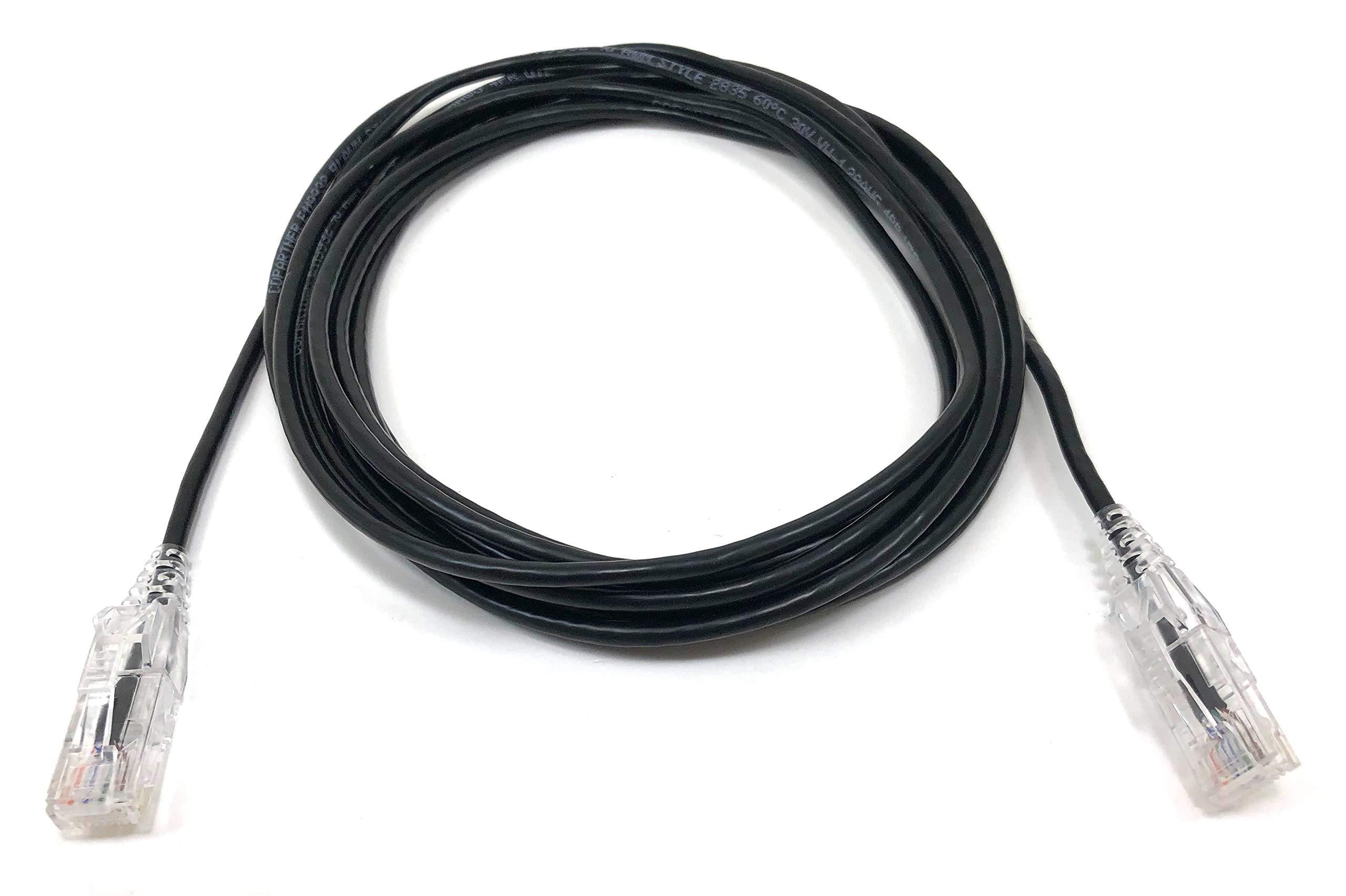 MICRO CONNECTORS Micro Connectors 15 ft. CAT 6A 10 Gbps UTP 28 AWG Ultra Slim Ethernet Cable - Black
