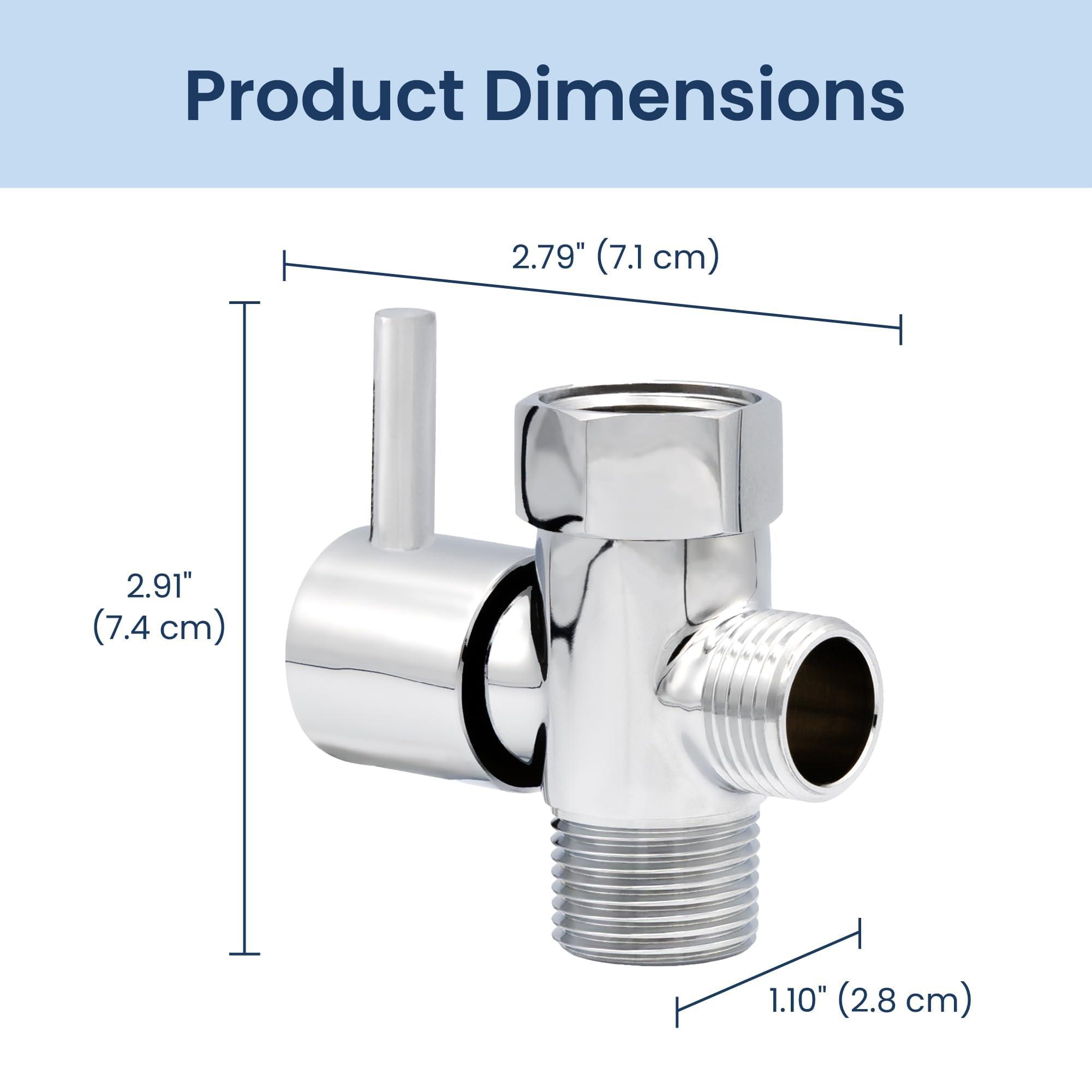 LUXE Bidet LUXE Metal T-adapter with Shut-off Valve, 3-way Tee Connector, Chrome Finish, for Luxe Neo Bidets