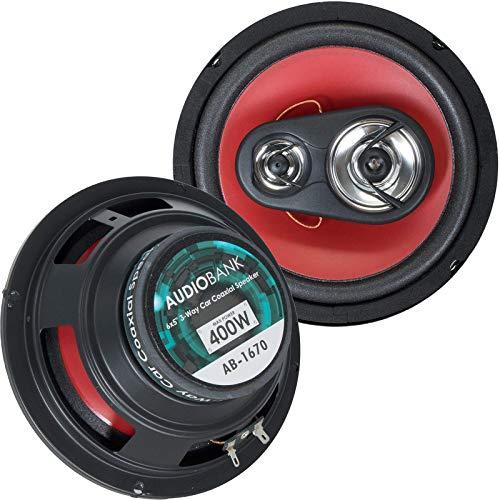 Audiobank 2 Pairs of Audiobank 6.5" 400 Watt 3-Way Red Car Audio Stereo Coaxial Speakers - AB1670 (4 Speakers)