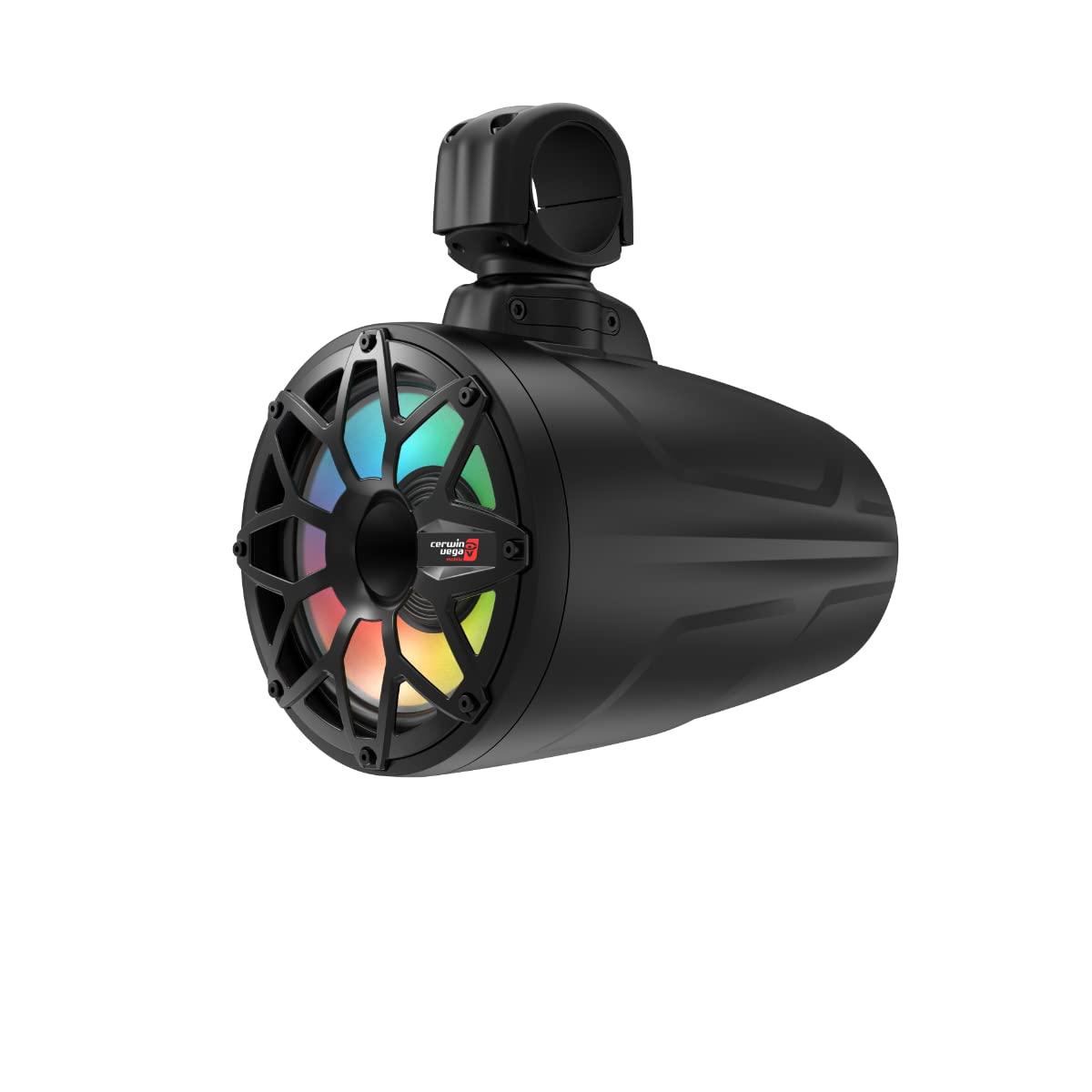 Cerwin Vega Mobile CV Cerwin Vega SL8F4B Stroker 8 inch 700 Watts Long Pod Marine Tower Speaker System IP65 LED UV Stable Coaxial Black Pair