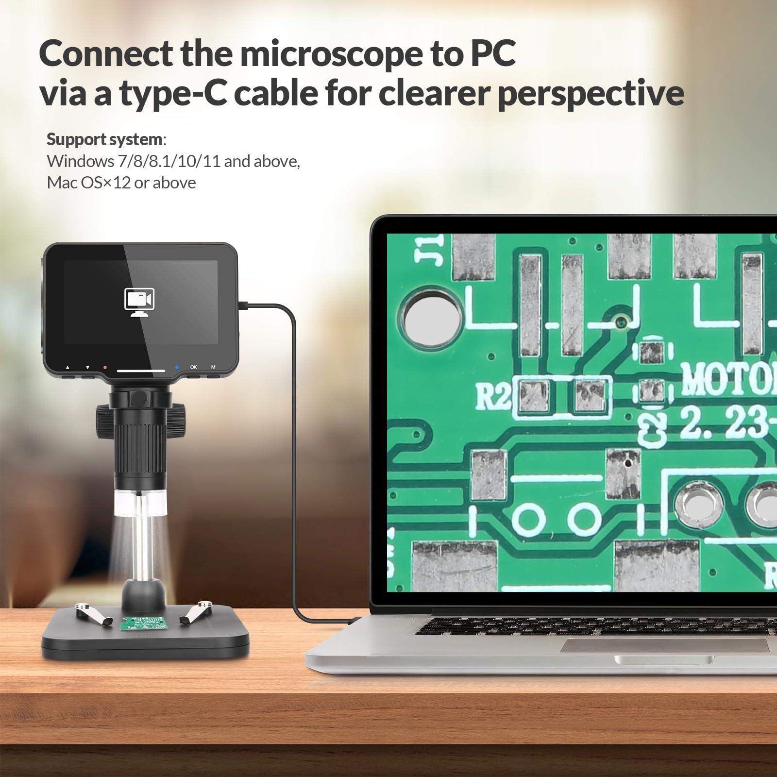 mafiti 4.3\" Coin Microscope 1000x Handheld LCD Digital Microscope with Screen Coin Magnifier with 8 Adjustable LED Lights Compatible with PC Windows/Mac OS with 32GB SD Card