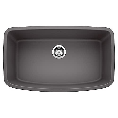 BLANCO BLANCO 441611 Valea Super Undermount Single Bowl Kitchen Sink, Large, Cinder, 32" L x 19" W