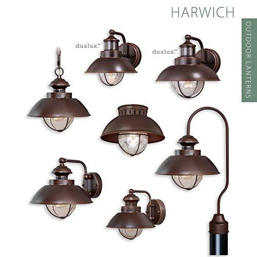 VAXCEL VAXCEL Indoor Outdoor Ceiling Light - Harwich Burnished Bronze and Clear Seeded Glass Semi Flush Mount Light Fixture, Farmhouse, Coastal, Nautical Decor, for Carport, Front Porch, Patio, Entryway