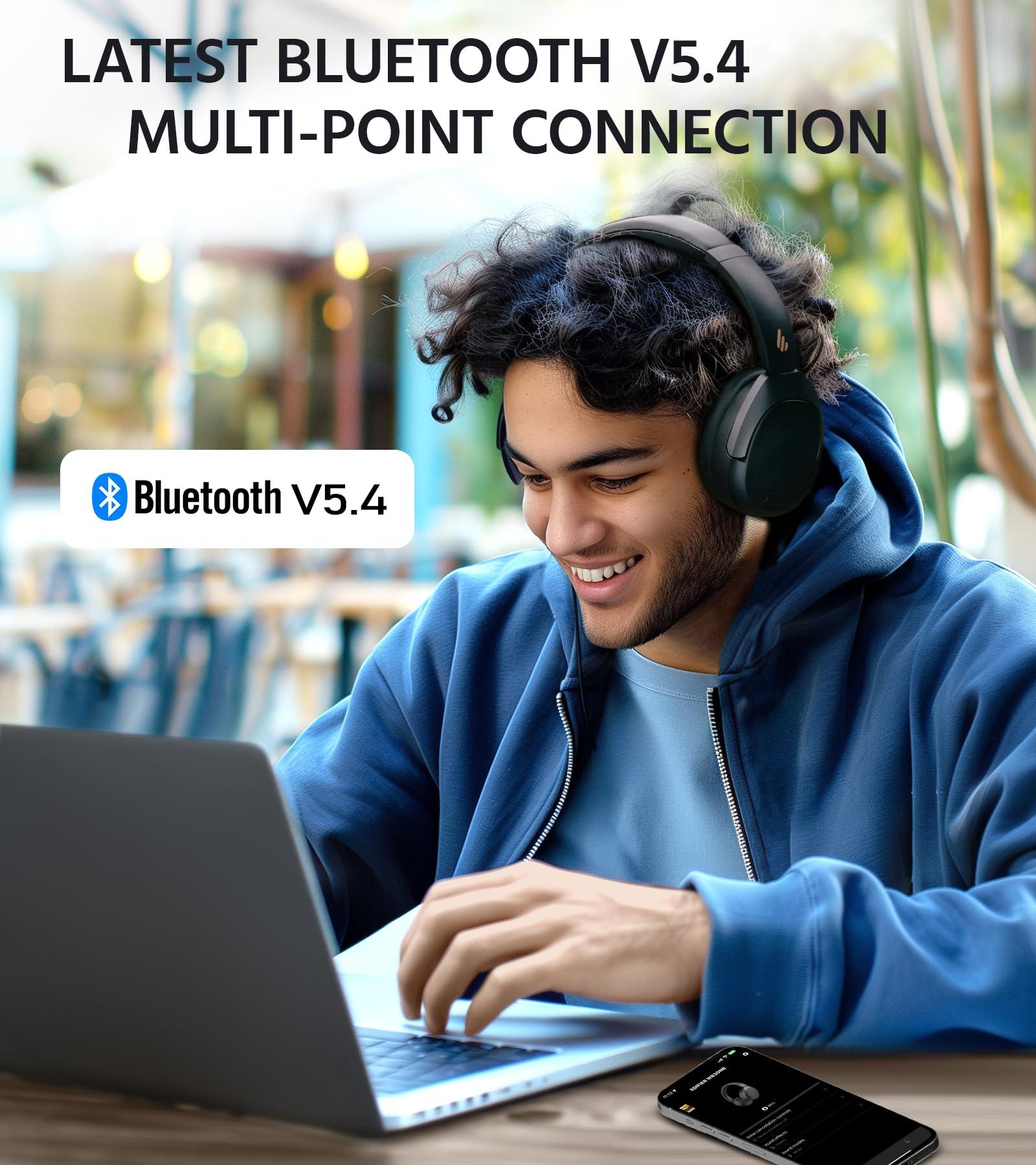 Edifier Edifier W830NB Wireless Over Ear Headphones with -45dB Active Noise Cancelling, 94H Playtime, LDAC Hi-Res Sound, Spatial Audio, Fast Charging, Multipoint Connection, Bluetooth V5.4 - Black