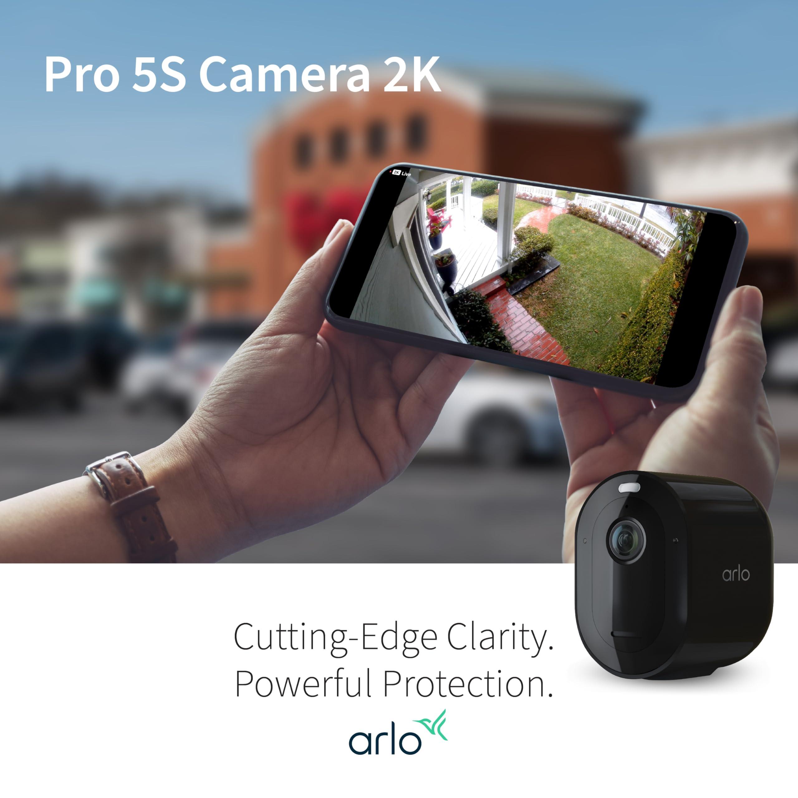 Arlo Arlo Pro 5S 2K Spotlight Camera - Wireless Home Security Camera with Spotlight, Color Night Vision, Dual-Band Wi-Fi & 2-Way Audio - Black, 1 Pack, VMC4060B