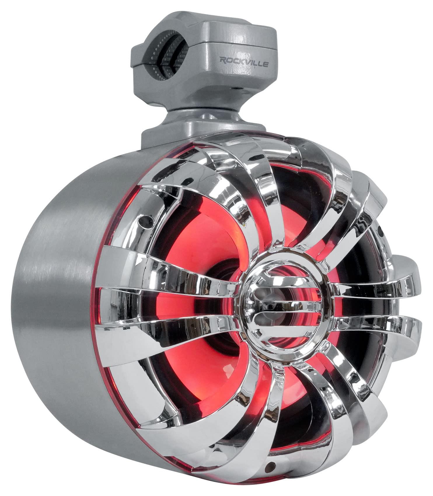 Rockville Rockville (4) 6.5" LED Silver Tower Speakers+PS40 Bluetooth Amp for ATV/UTV/RZR