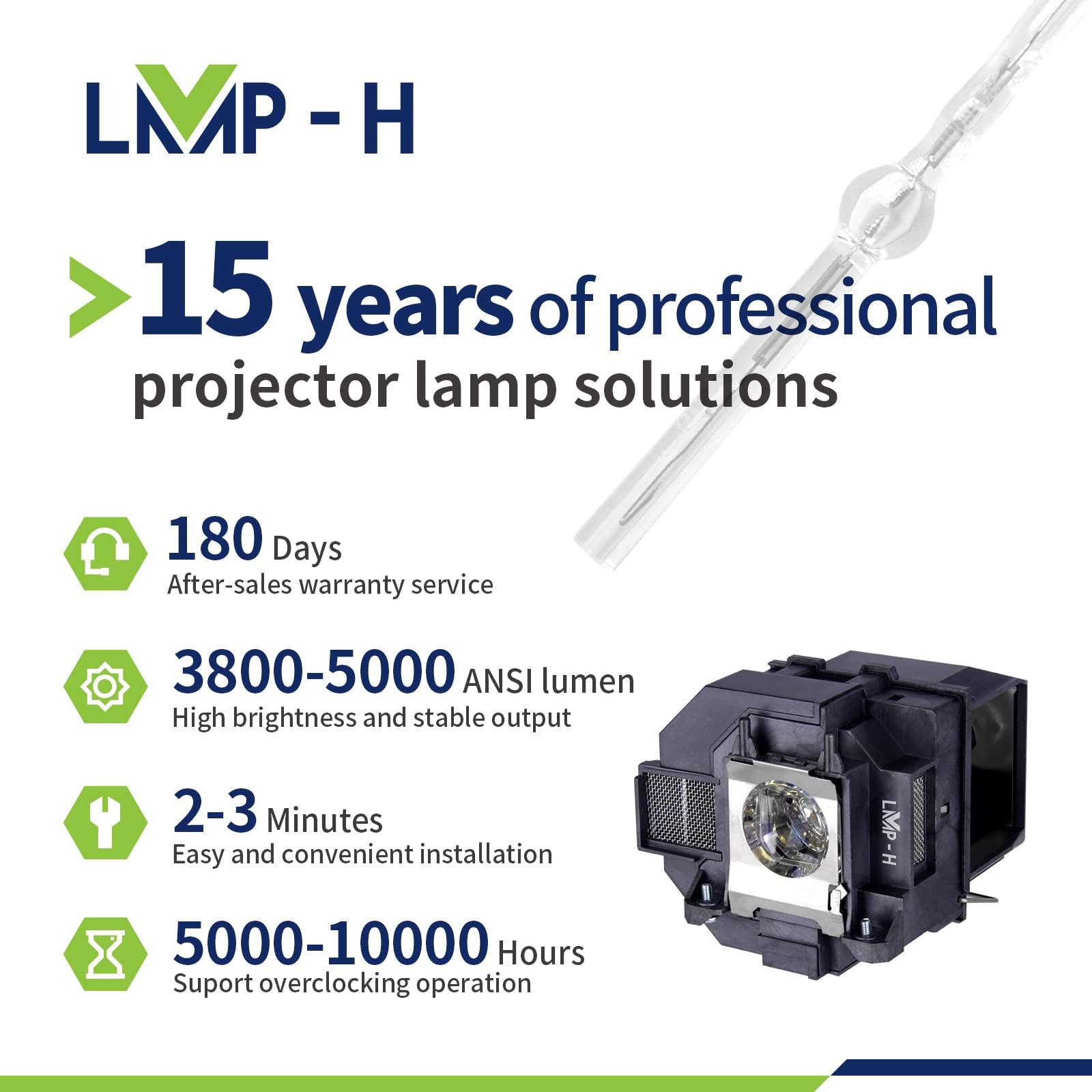 LMP-H LMP-H ELPLP95 Projector Lamp with Housing for Epson EB-2055 2155W 2245U 2250U 2255U 2265U 5510 5530U PowerLite 2155W 2250U 2265U 5510 5535U Replacement Projector Lamp