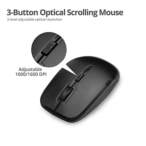 SIIG SIIG Jk-WR0T12-S1 Standard Size 102Key Wireless Keyboard with 3Button Wireless Optical Mouse, Black