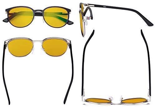 Eyekepper Eyekepper Ladies Blue Light Blocking Glasses with Amber Filter Lens - Round Computer Eyeglasses Women Anti Glare - Reduce Blue Rays Eye Strain - Black/Gunmetal