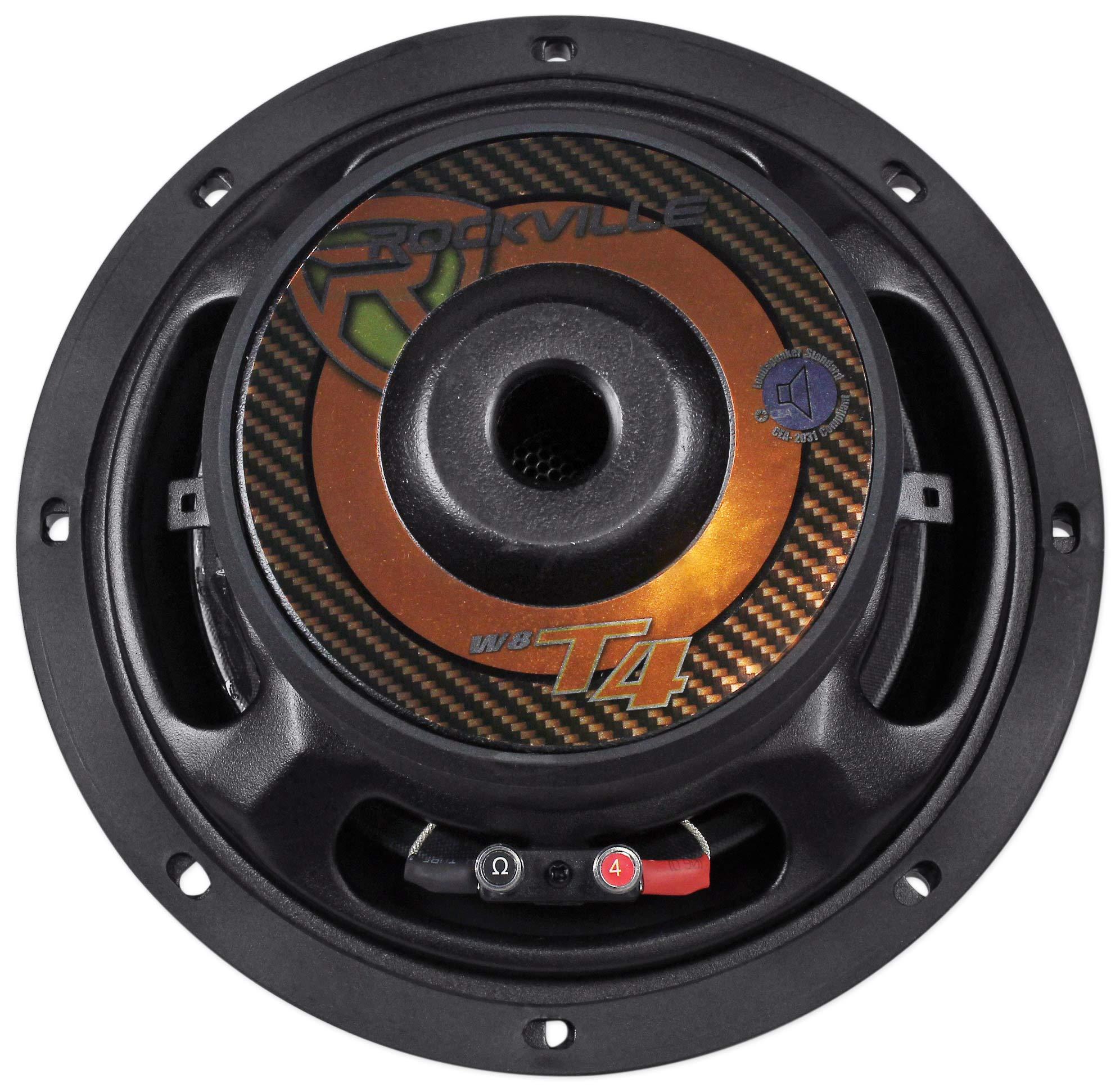 Rockville (2) Rockville W8T4-S4 8" Shallow Mount 2000w Car Subwoofers 4 Ohm Subs