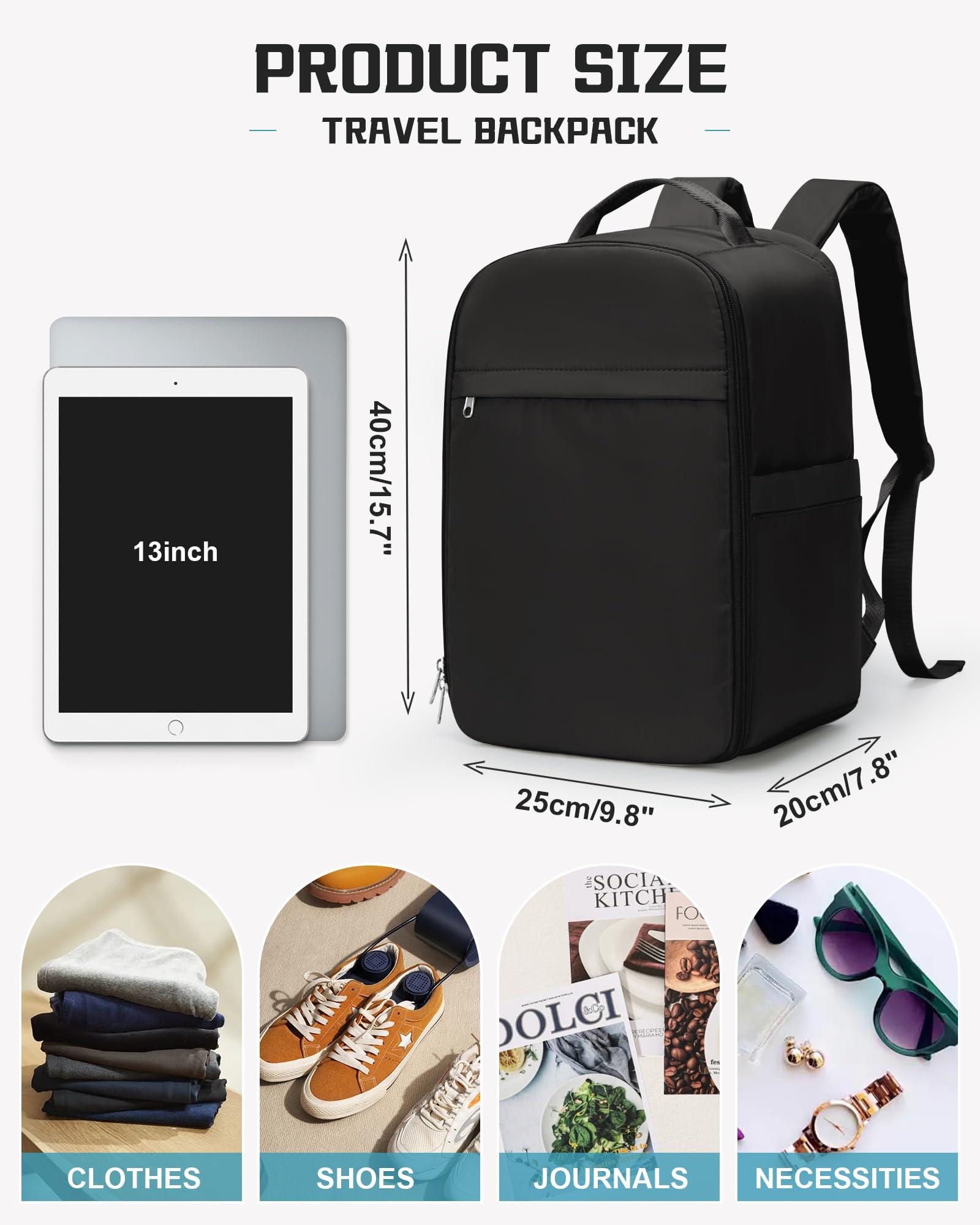 WEPLAN WEPLAN United Airlines Approved Personal Item Travel Bag, Underseat 20L Carry on Backpack, Waterproof Cabin Luggage Bag, mochila de viaje, Frontier Airlines Personal Item Bag, black