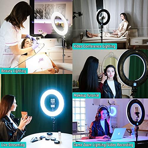 weeylite Weeylite 18 inch RGB Ring Light, App Control RGB Light Ring with Stand and Phone Holder/Remoter/Ipad Holder, Dimmable 2500K8500K CRI 95+ LED Circle Selfie Light for TikTok Selfie Liver Stream Makeup