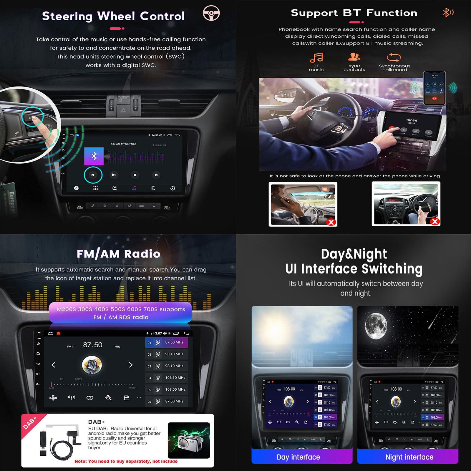 EsaSam EsaSam Android 12 Double Din Car Stereo 9 Inch Touch Screen Radio with GPS Navigation Bluetooth FM Radio Receiver for Seat Ibiza 2017~2020 Support Carplay/Auto/DSP/RDS/USB,8 core m400s 4g+64g