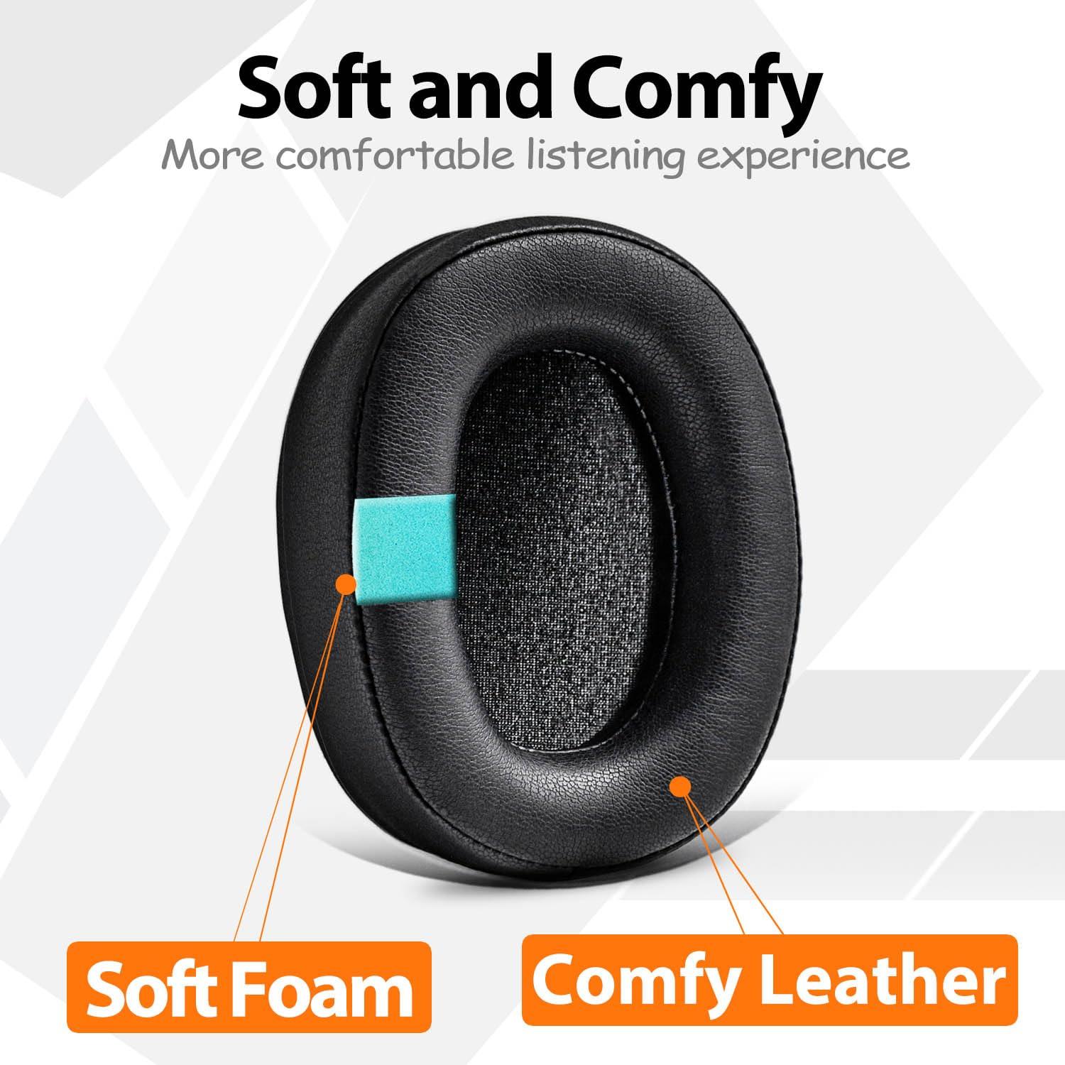 TRANSTEK ATH M70X Ear Pads - TRANSTEK Replacement Ear Cushion Compatible with ATH-M70X Headphones I Thicker Memory Foam (Protein Leather)