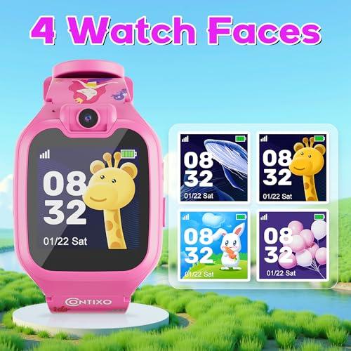 Contixo Contixo Kids Smartwatch - Educational Watch with Games, Camera, Music Player, Alarm, Customizable Wallpaper - for Boys & Girls Ages 4-12 (Pink)