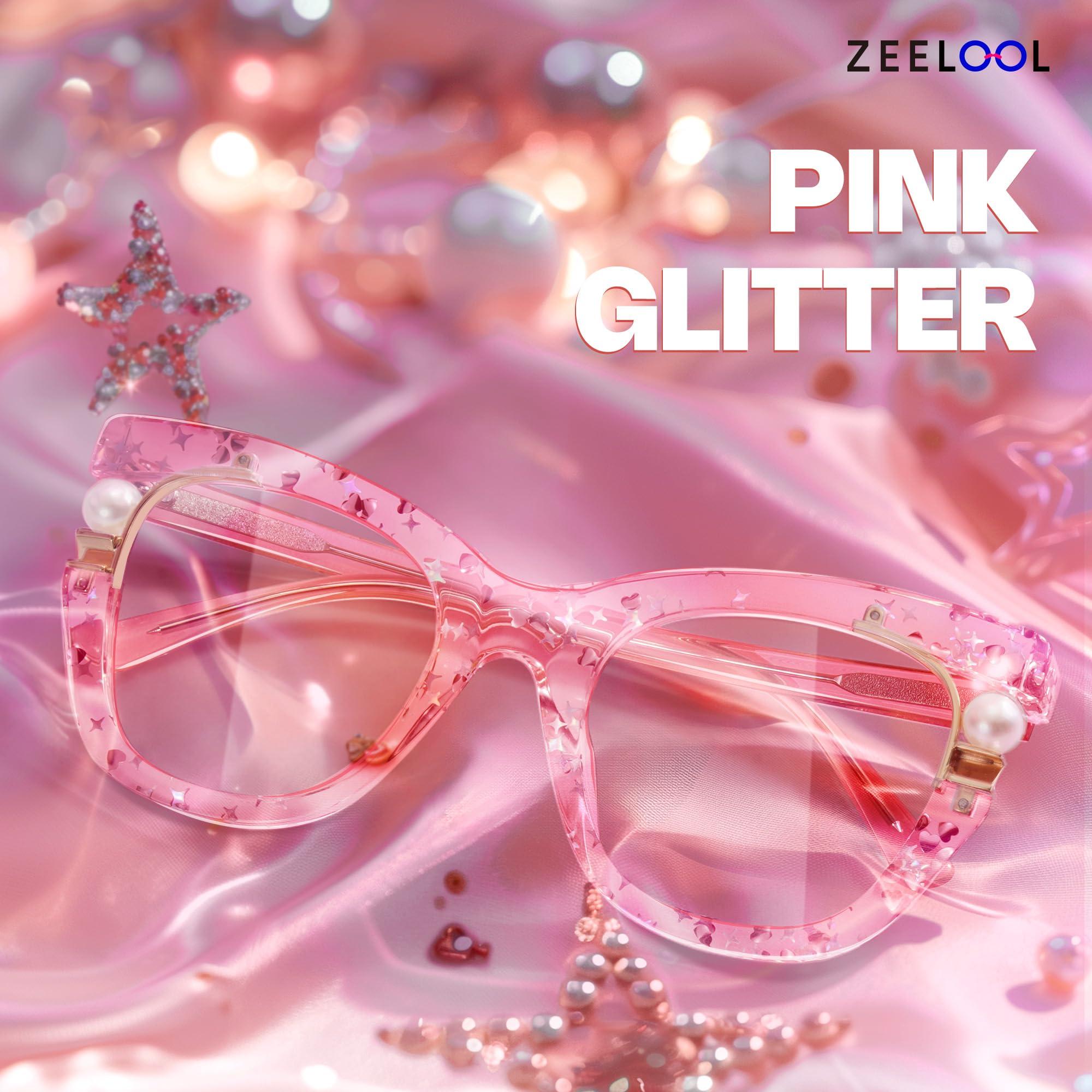 Zeelool Zeelool Stylish Pearl Cat Eye Blue Light Glasses for Women Anti Glare/UV400 Computer Glasses ZJGX957054-04 Pink