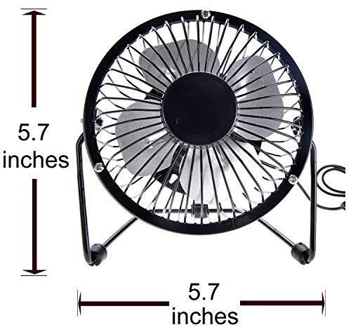 PowerTRC AZ Trading & Import Portable Mini Metal USB Table Fan (Black)