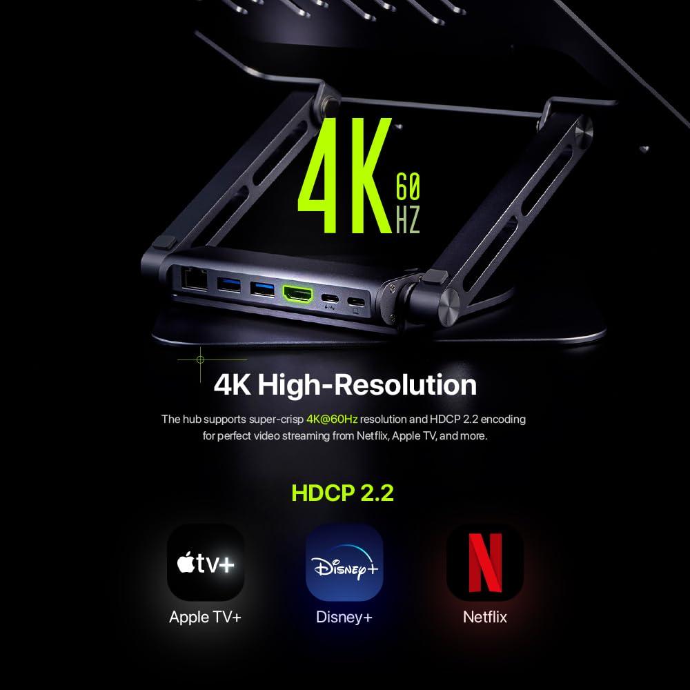 ADAM ELEMENTS ADAM elements USB-C Stand Pro/Laptop Docking Station CASA Hub Stand Pro 6in1 Multiport Stand Hub for M2/M1 Mac, iPad & Laptop Series- USB-C Host, USB-A x2, USB-C PD, HDMI, RJ45