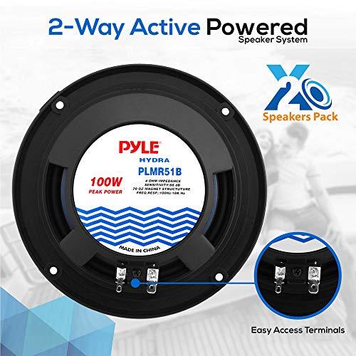 Pyle Pyle Bluetooth Marine Receiver Stereo & Speaker Kit 300W Single DIN Boat Marine Head Unit l LCD, Mic, Hands-Free Calling, AUX, MP3/USB/SD, AM/FM Radio, Remote - PLMRK47BK (Black)