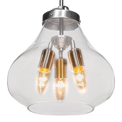 Globe Electric Globe Electric 65113 3-Light Pendant with Clear Glass Shade, 12", Brushed Steel Finish