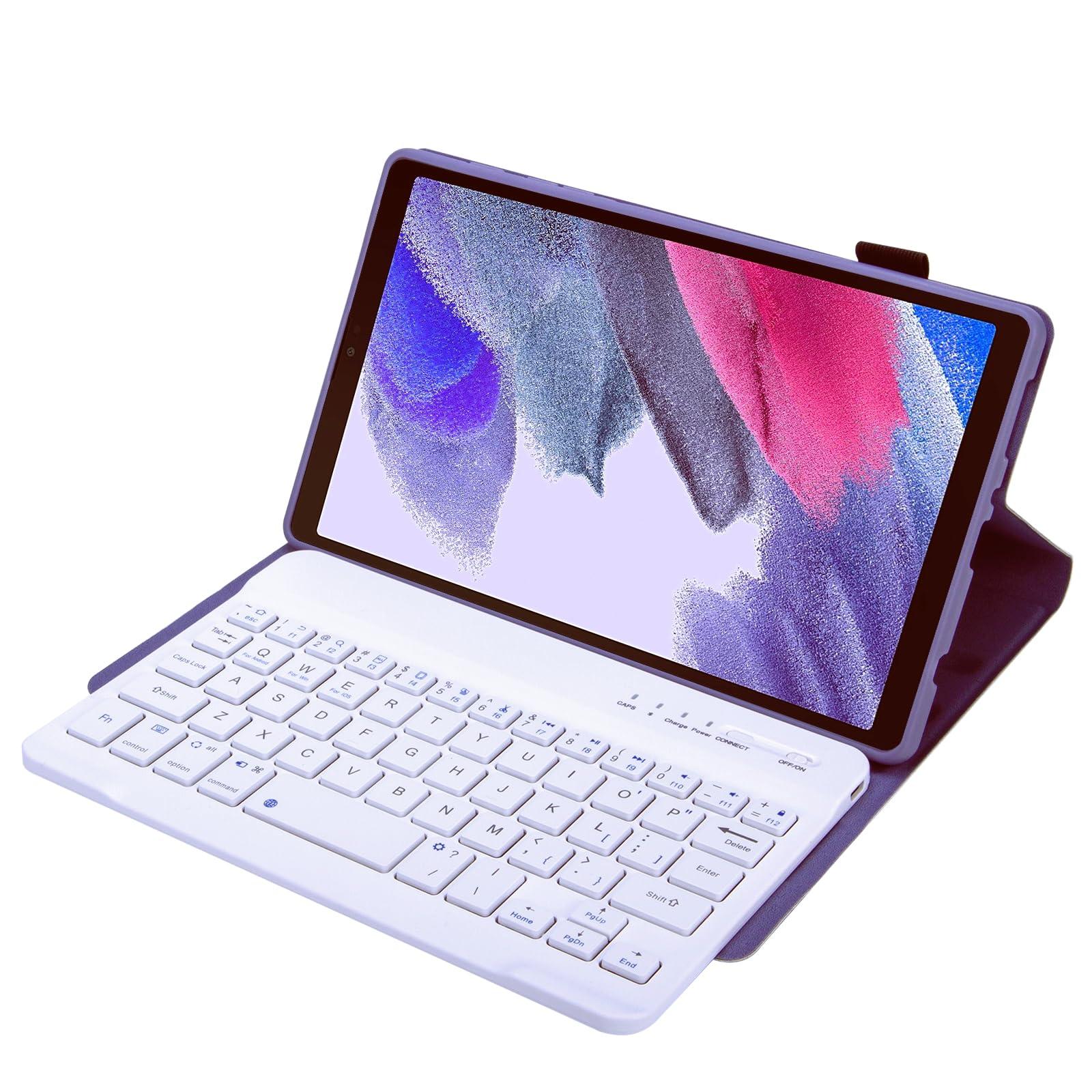 Lrufodya Lrufodya Keyboard Case for Samsung Galaxy Tab A7 Lite 8.7" 2021, Candy Colors Detachable Wireless Keyboard with Slim Cover for Model SM-T220 T225 T227 (Purple)