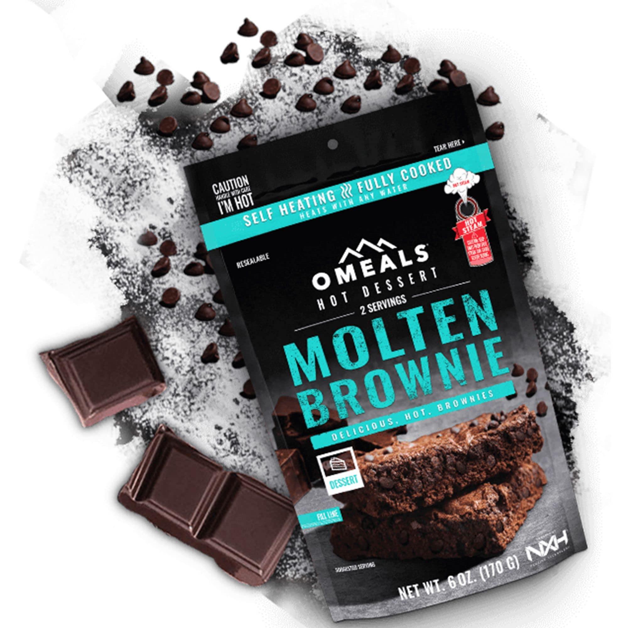 OMEALS OMEALS Molten Brownies Dessert Snack MRE Sustainable Premium Outdoor Food Extended Shelf Life- Gluten Free - Vegan -Fully Baked Perfect for Camping Enthusiasts, Travelers, Emergency Supplies-USA Made