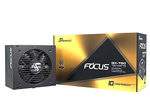 Seasonic Seasonic FOCUS GX-750, 750W 80+ Gold, Full-Modular, Fan Control in Fanless, Silent, and Cooling Mode, Perfect Power Supply for Gaming and Various Application, SSR-750FX.