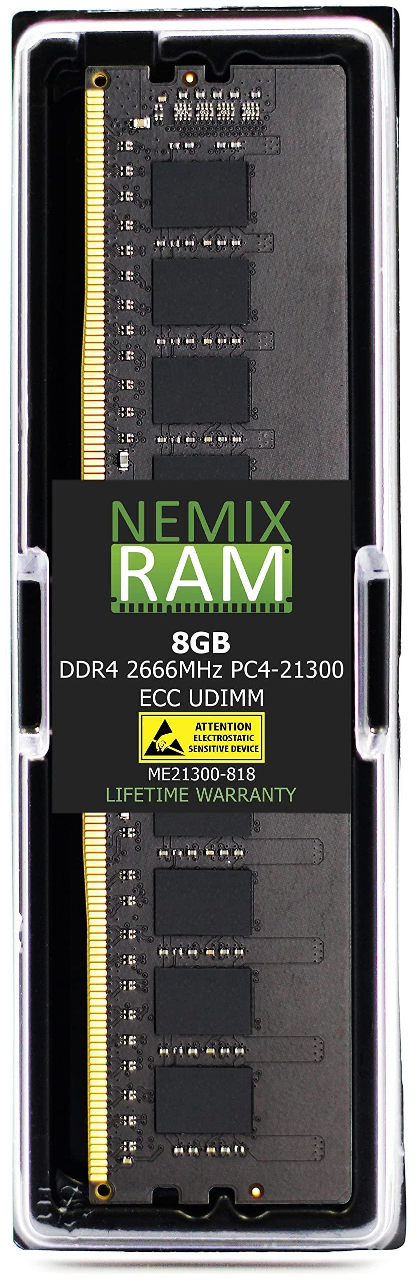 NEMIX RAM NEMIX RAM 8GB (1X8GB) DDR4 2666MHZ PC4-21300 1Rx8 1.2V 288-PIN ECC Unbuffered UDIMM Memory Compatible with Dell SNPD715XC/8G AA335287 for Precision 3430XL