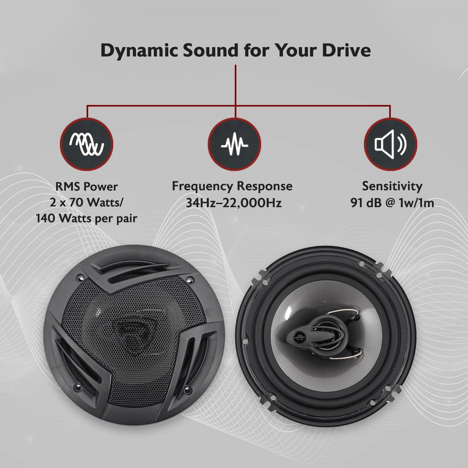 Rockville Rockville RV6.3A 6.5\" 3-Way Car Speakers, 750W, 4 Ohm, Polypropylene Woofer, Butyl Rubber Surround, With Grilles, CEA Compliant, Perfect for Car Audio