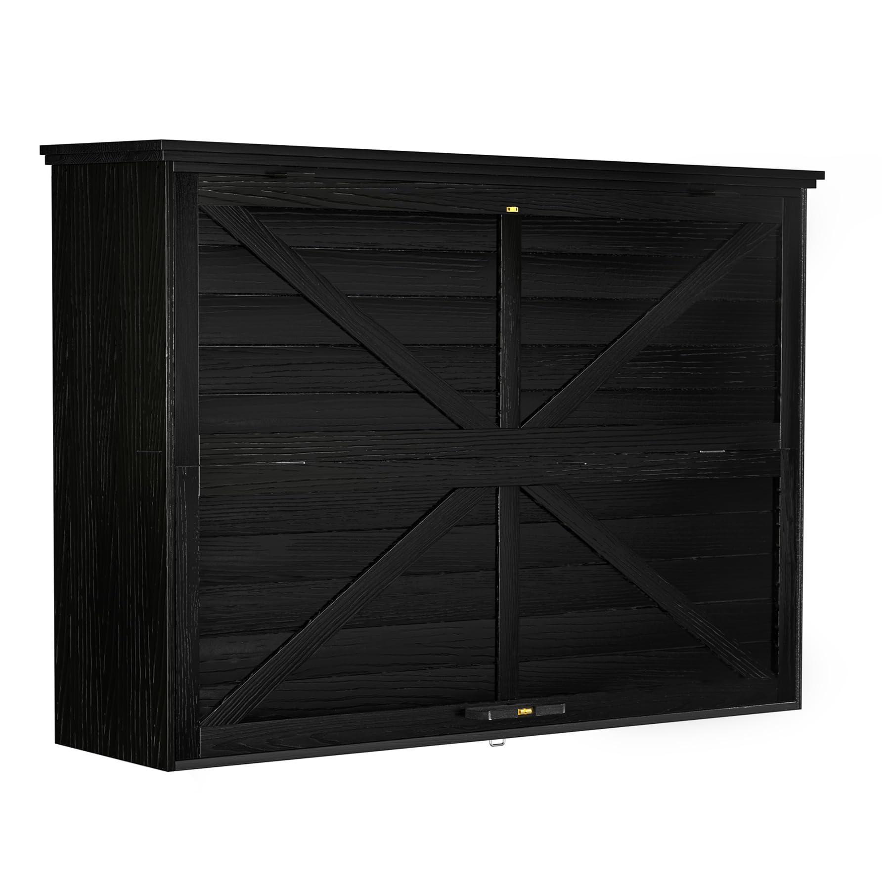 GDLF GDLF Outdoor TV Enclosure, 55-Inch Solid Wood Weatherproof TV Cover with Premium Dual-Arm Mount (Fits 44-55 inch), Black