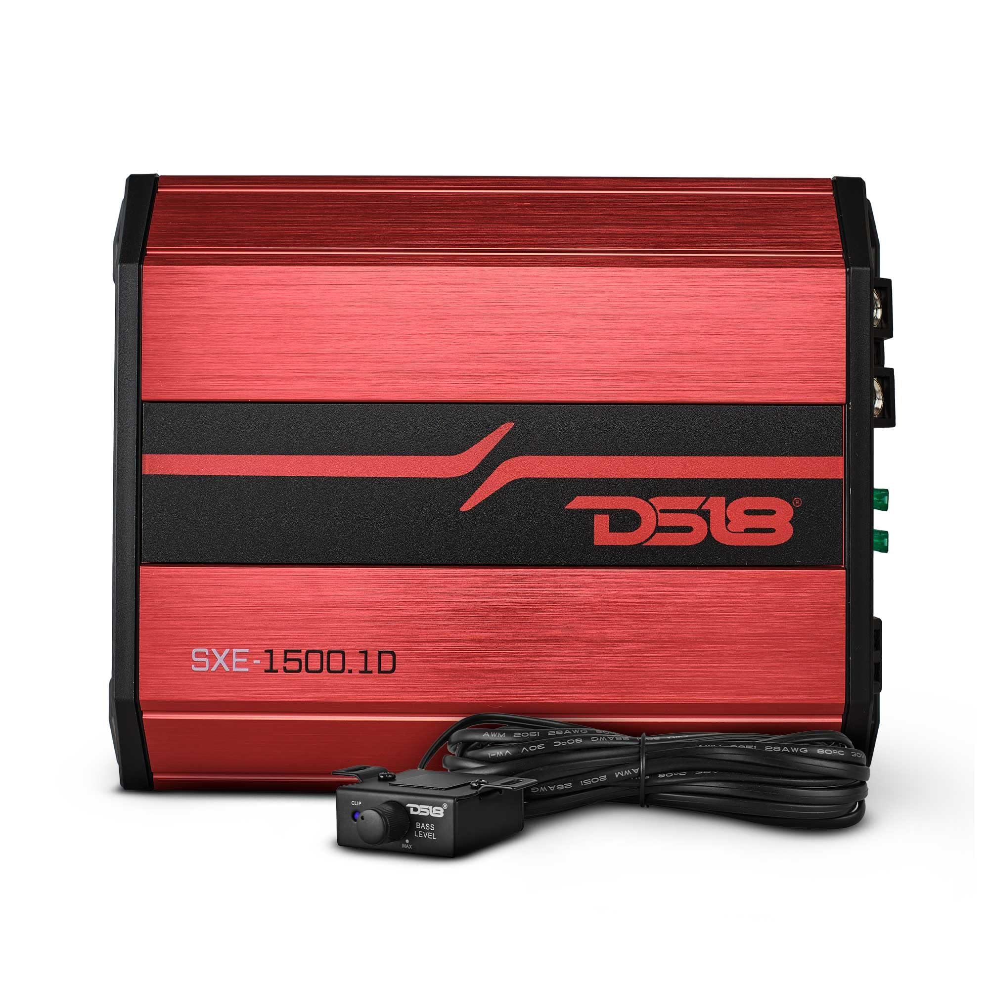 DS18 DS18 SXE-1500.1D SXE Class D Monoblock Car Amplifier 1 x 500 Watts RMS @ 1 Ohm 1500 Watts - Compact Amplifier with Remote Subwoofer Level Control (Red)