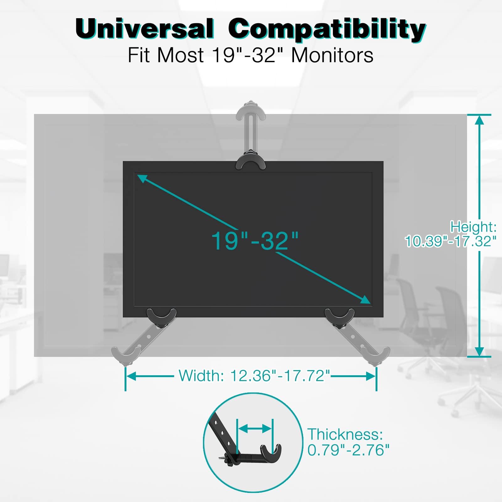 MOUNT PRO MOUNT PRO Dual Monitor Wall Mount for 13 to 32 Inch Computer Screens and Universal Non-VESA Monitor Mount Adapter