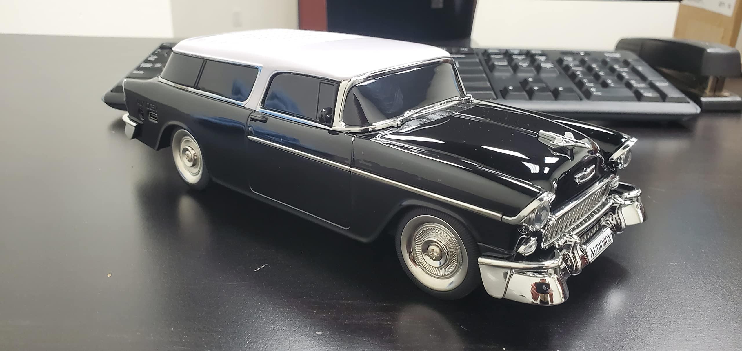 Audiobox Audiobox 1955 Bel Air Bluetooth Speaker Car Replica Retro Ride with FM Radio, USB, SD, AUX Input for Office, Home, Garage (Black)
