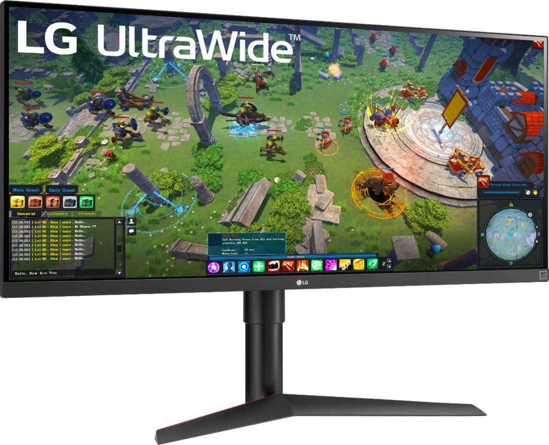 LG LG 34 UltraWide Curved Monitor, 21:9 WQHD (3440x1440) IPS Display, 160Hz, 1ms, sRGB 99% Color Gamut and HDR 10, AMD FreeSync Premium and 3-Side Virtually Borderless Screen, with MTC HDMI Cable