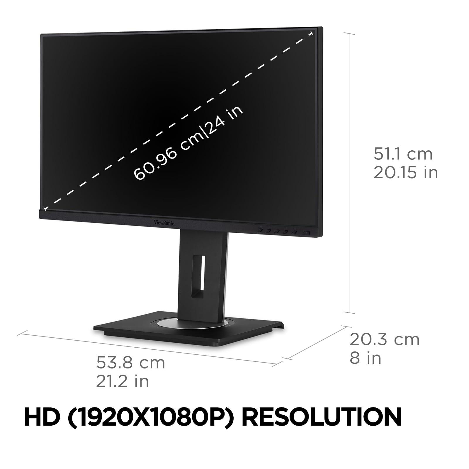 ViewSonic ViewSonic VG245 24 Inch IPS 1080p Monitor Designed for Surface with Advanced Ergonomics, 60W USB C, HDMI and DisplayPort
