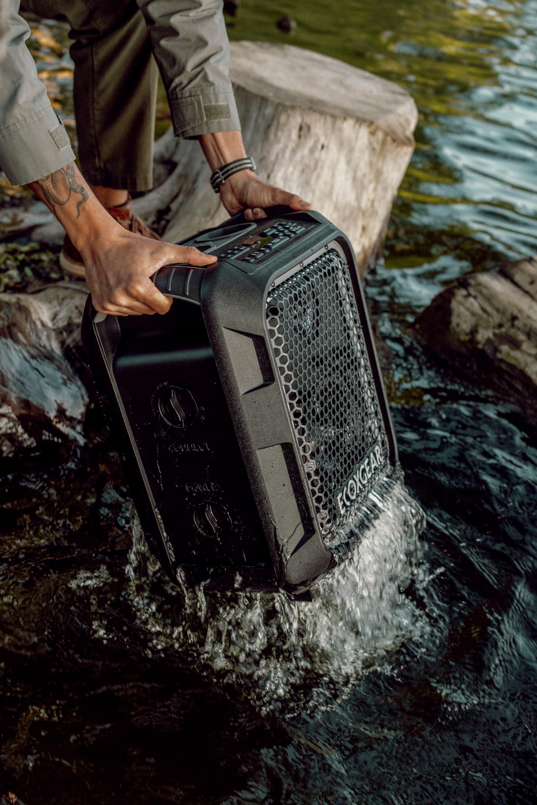 ECOXGEAR ECOXGEAR: EcoBoulder Ultra 121dB Loud Rugged Bluetooth 5.1 Speaker, IP67 Waterproof, Drop and dustproof with Party Lights, 50+ Hours runtime, it Even Floats Black