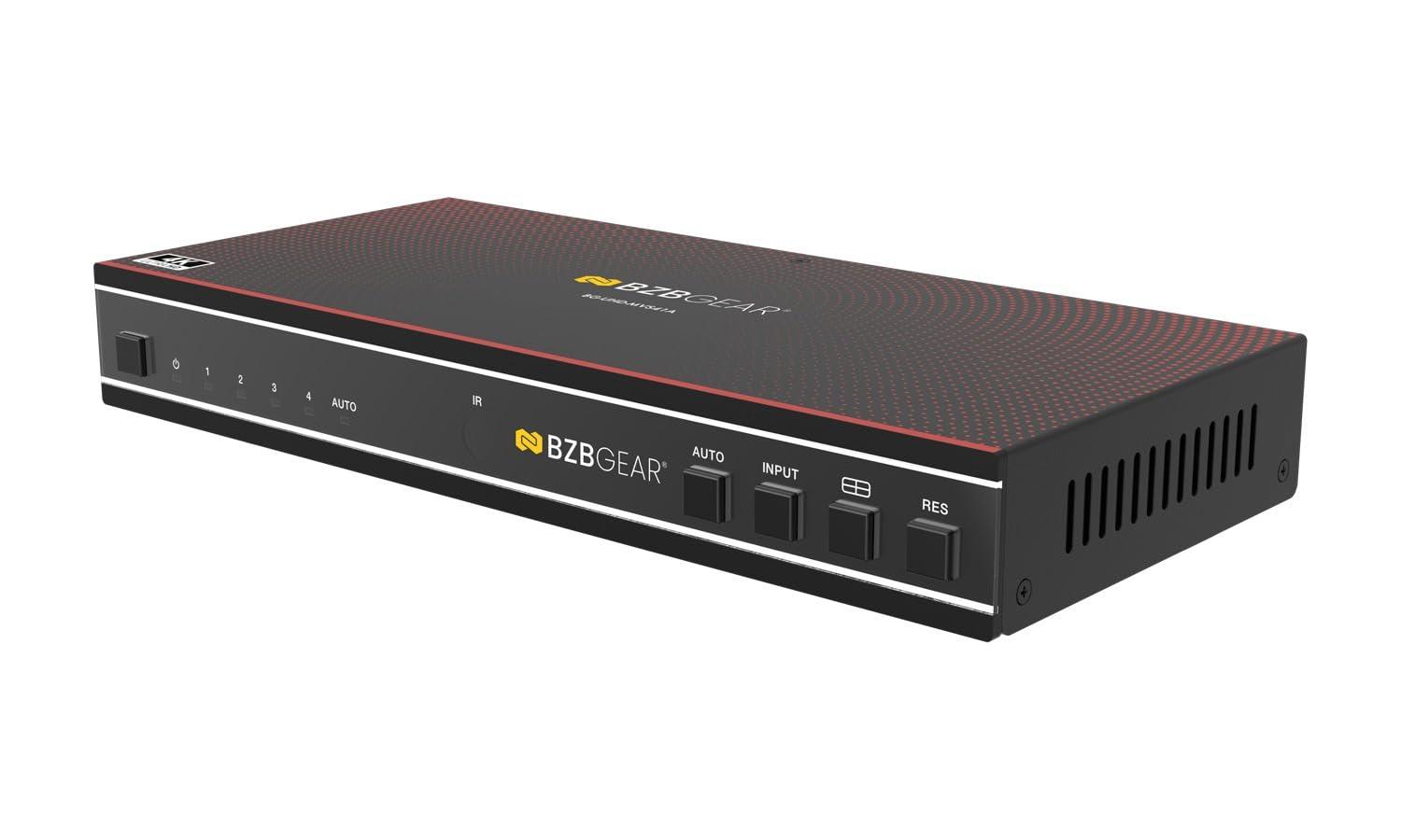 BZB GEAR 4x1 4K UHD HDMI Seamless Switcher Quad MultiViewer with Audio De-embedder