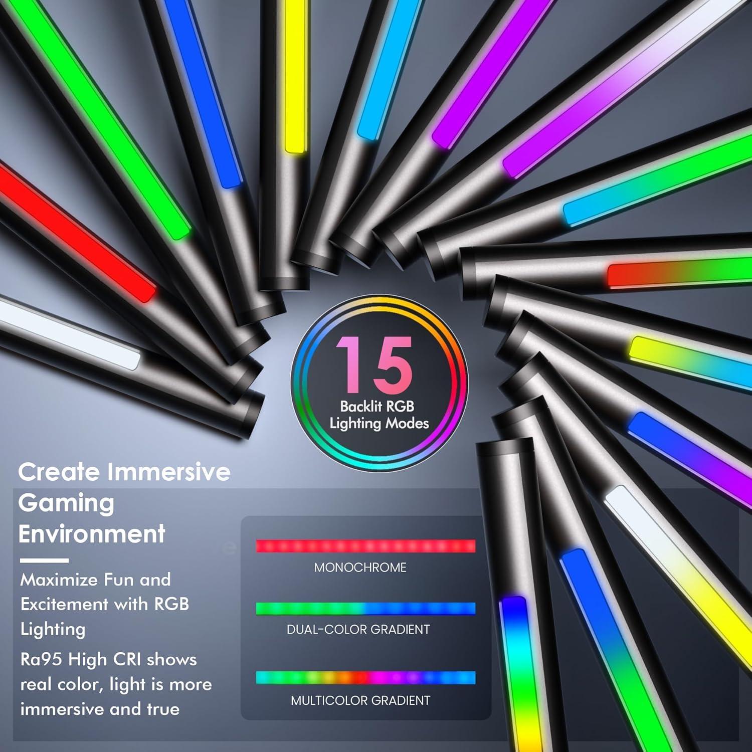 Quntis Quntis RGB Pro+ Monitor Light Bar with Remote, 15 Modes Gaming Backlight, 4 Colors & Brightness Dimmable Fronlight, 20" Ra95 Eye-Care USB Reading Monitor Lamp, No Glare, Upgraded Clip for All Monitor