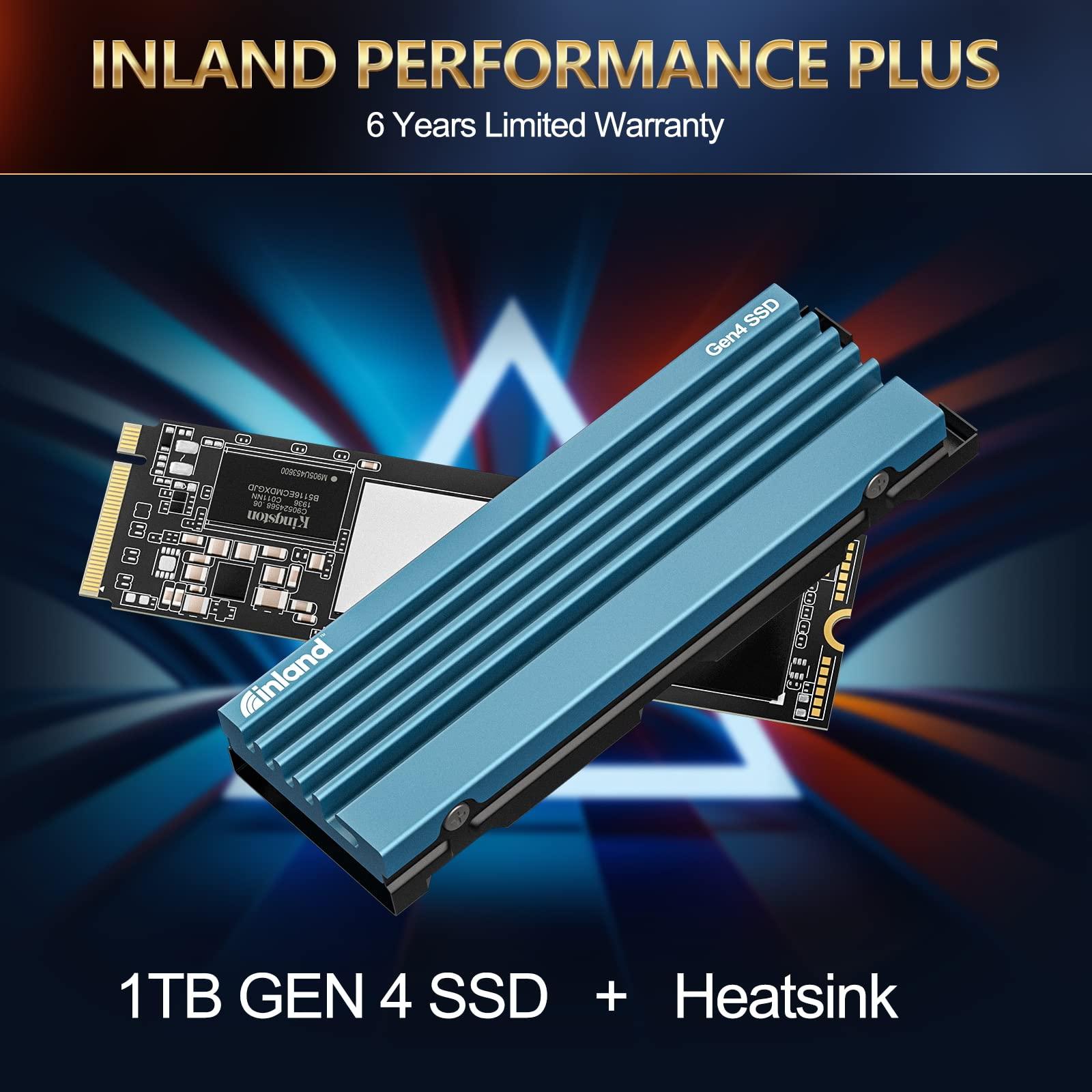 INLAND INLAND 1TB Gaming Performance Plus NVMe Internal Gaming SSD Solid State Drive with Heatsink Optimized for PS5 - Gen4 PCIe, M.2 2280, DRAM Cache, 176-Layer TLC 3D NAND Flash, Up to 7000MB/s